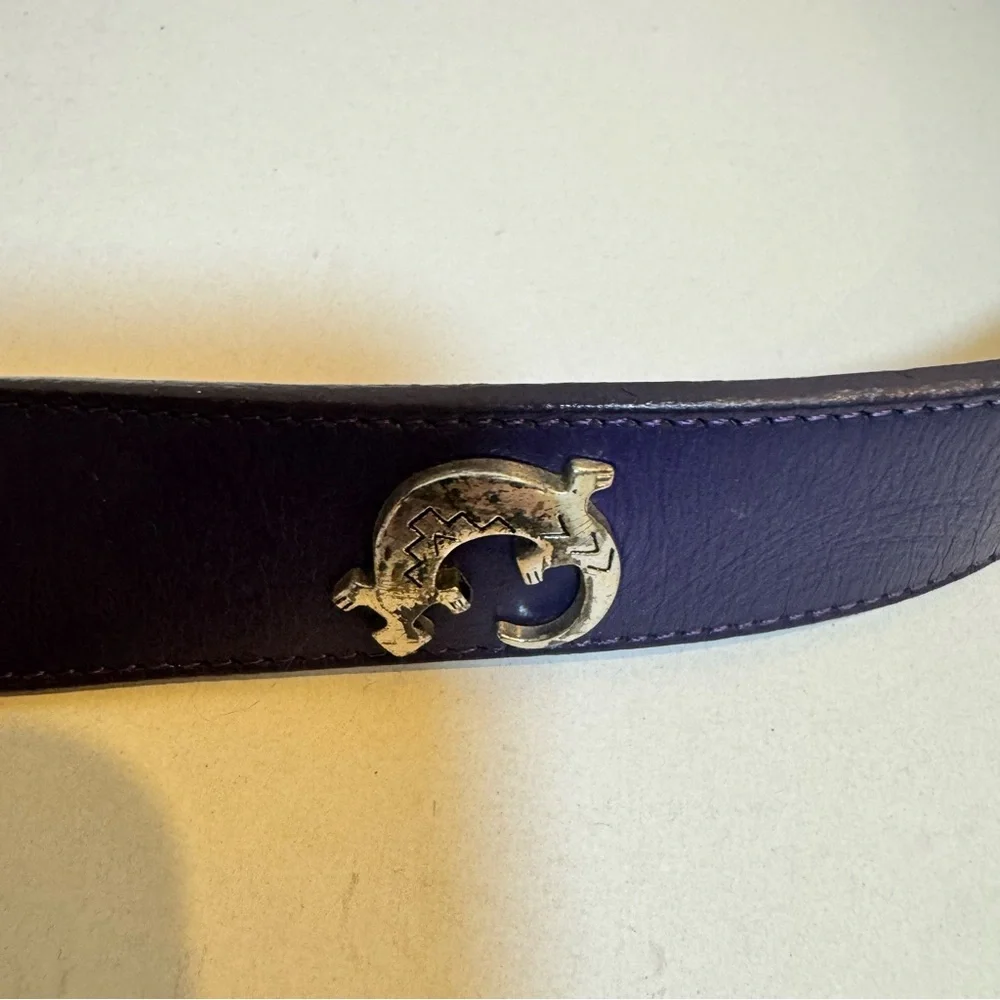 Silver Creek Vintage‎ 90s Y2K Navy Women's Concho Belt 32 Leather Western Animal